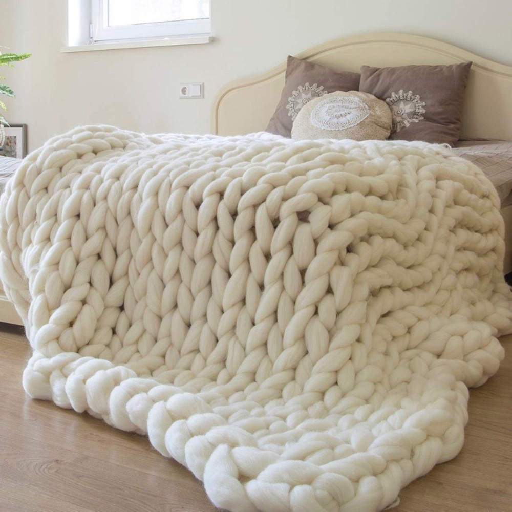Homemade Chunky Knit Blanket Throw